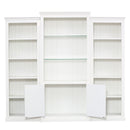 Retro Style 3 Piece Bookcase Display Cabinet With Adjustable LED Lighting, Tempered Glass Shelves - White