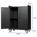 2 Door Tool Cabinets For Garage, Lockable Garage Storage Cabinet, Locking Storage Cabinet With Wheels, Rolling Tool Chest - Black