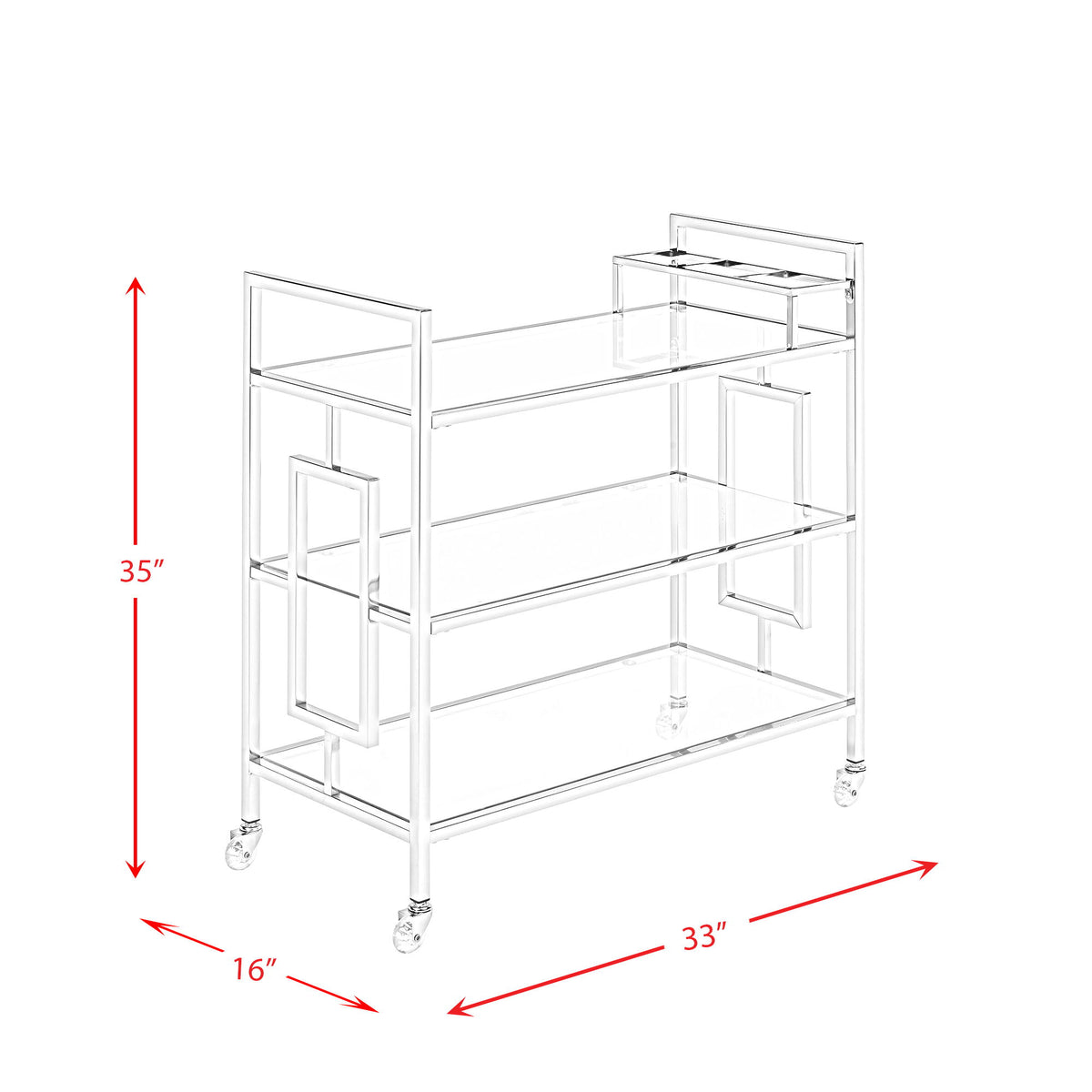 Ezra Serving Bar Cart in Chrome by Elements International, view 5