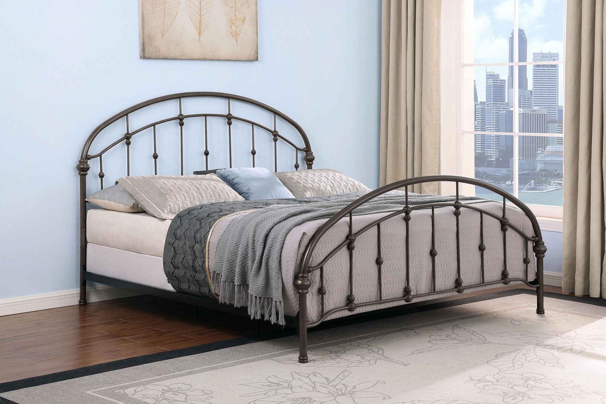 Rowan Metal Eastern King Open Frame Bed Dark Bronze