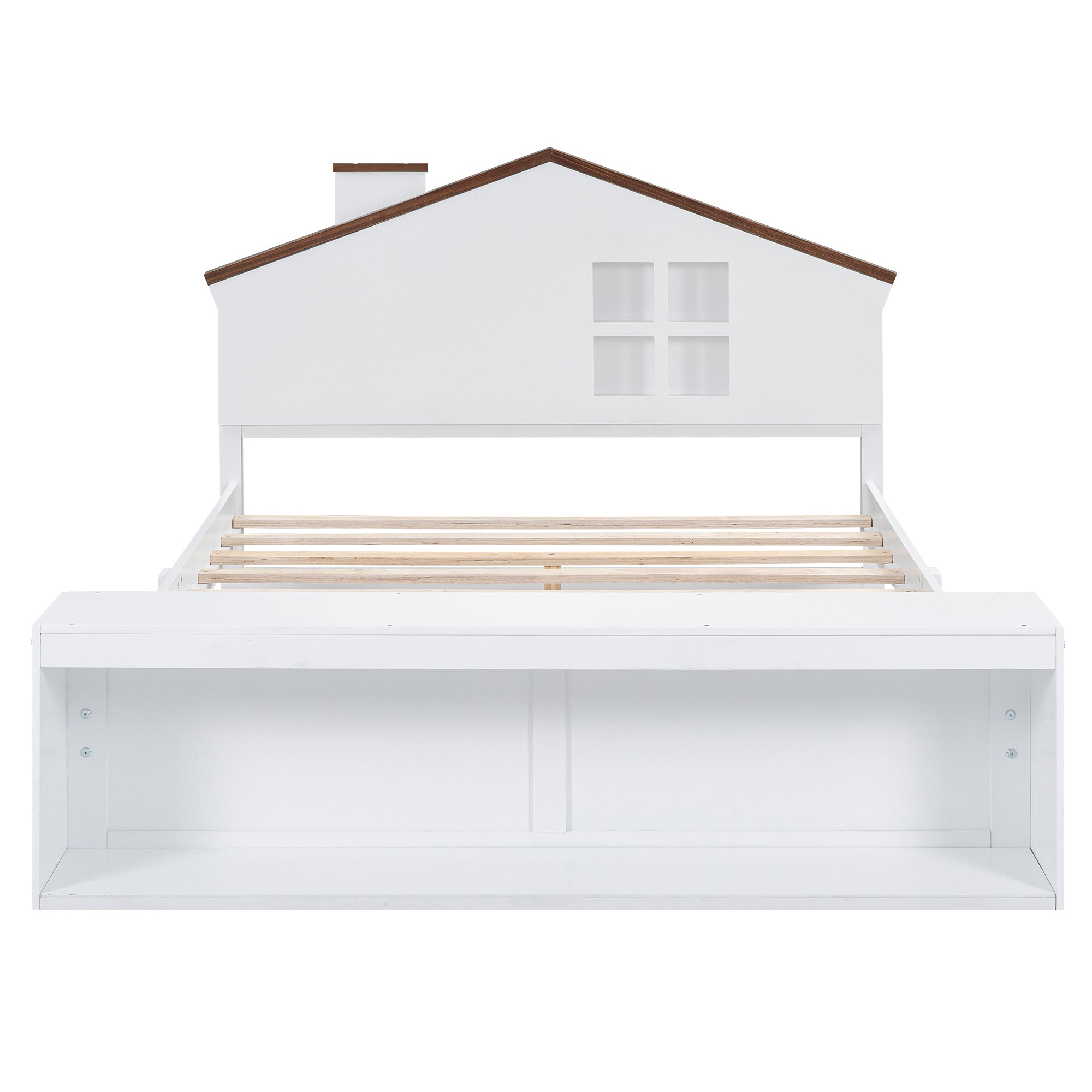 Full Size House Platform Bed with LED Lights and Storage, White - Atlantic Fine Furniture Melbourne FL