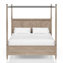 Queen Canopy Bedroom Set With A 2 Drawer Nightstand A Modern Dresser With Poster Mirror And A Door Chest - Sand