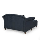 Upholstered Chaise Lounge With Scroll Arms, Turned Legs And 2 Pillows - Charcoal