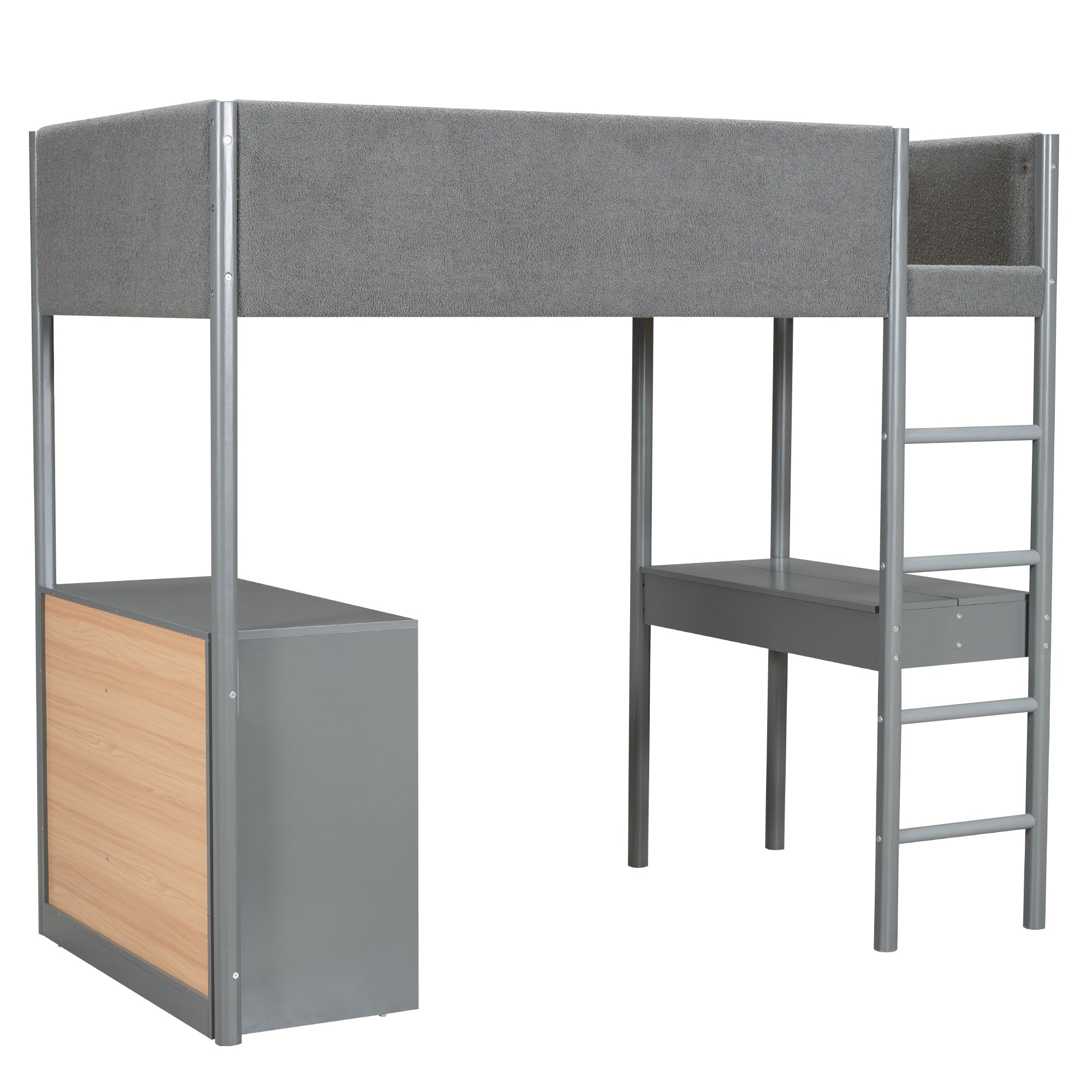 Twin Size Teddy FleeceLoft Bed Wood Bed, Gray - Atlantic Fine Furniture Melbourne FL