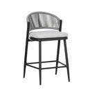 Outdoor 26" Counter Height Metal Frame Counter Stools With Scallop Shaped Backrest & Water Resistant Cushions