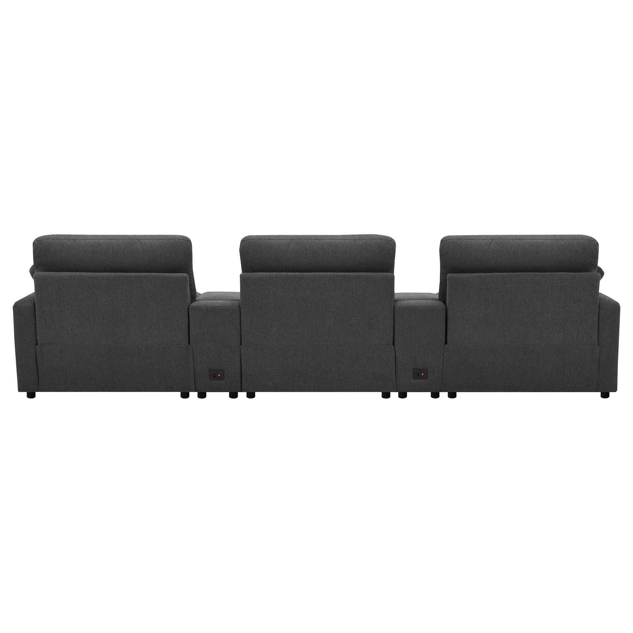 Collins 5-piece Power Reclining Home Theater Seating Dark Grey