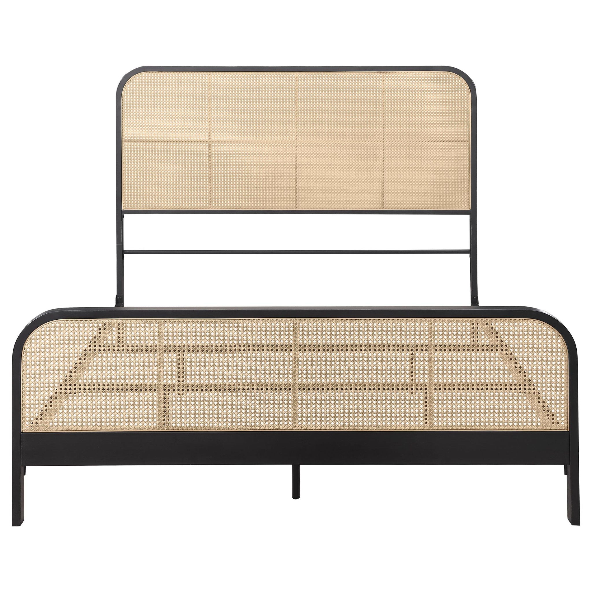 Lanewood Open Cane Webbing Metal Queen Bed Black