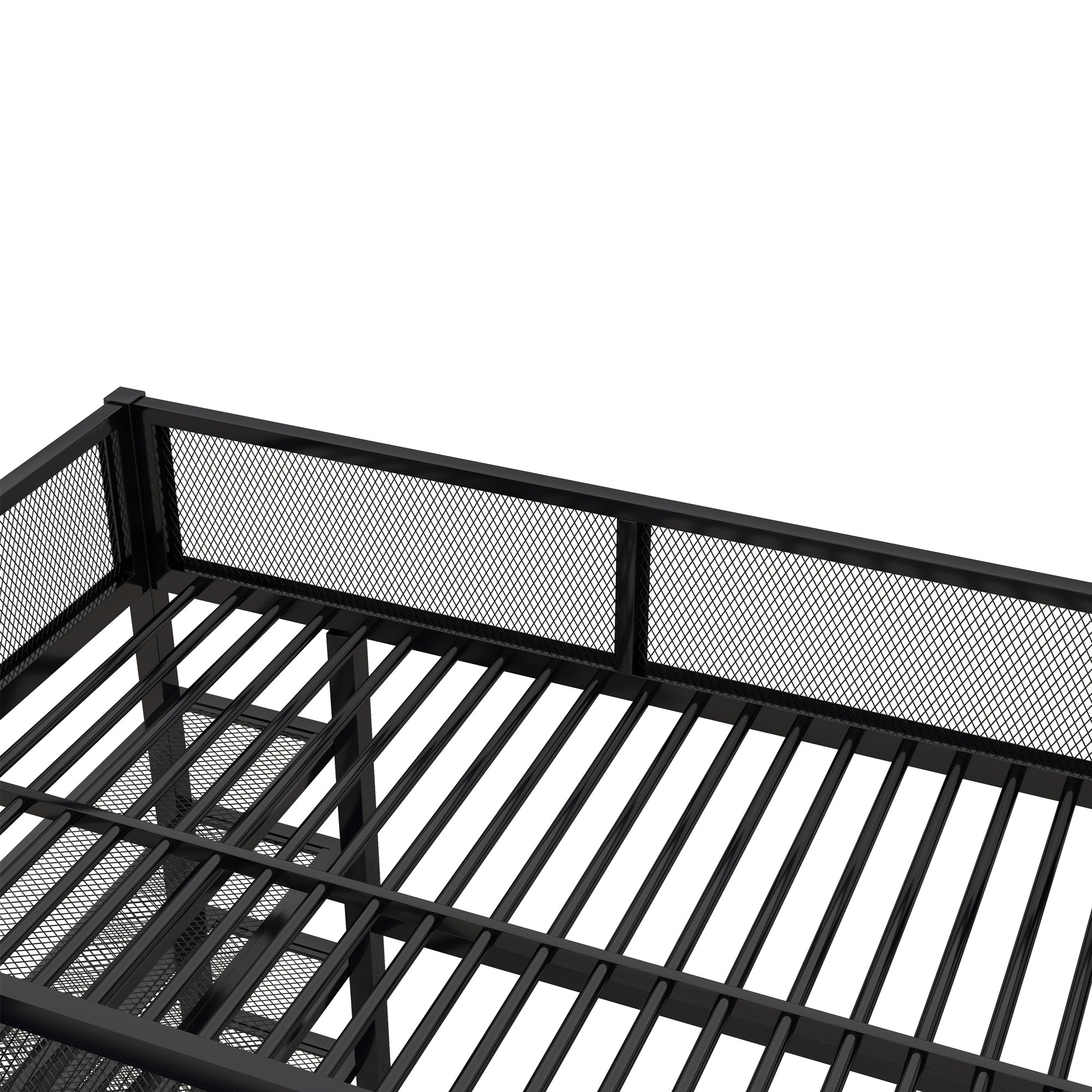 Full Size Metal Loft Bed with 4-Tier Shelves and Storage, Black - Atlantic Fine Furniture Melbourne FL