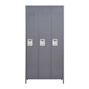 3 Door Lockers With Lock For Home, Gym, Office, School, And Garage - Gray