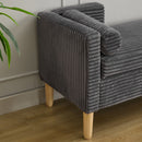 Wide Corduroy Storage Soft Bench With Armrests, Backrest And Two Bolster Pillows