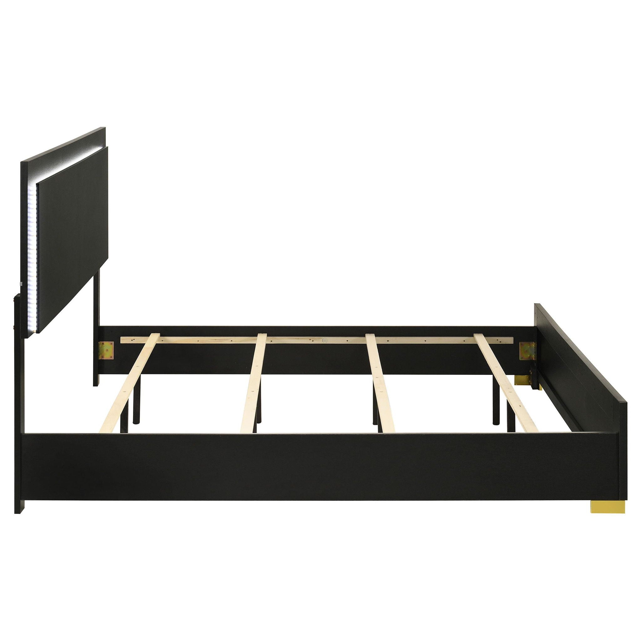 Marceline Wood Eastern King LED Panel Bed Black