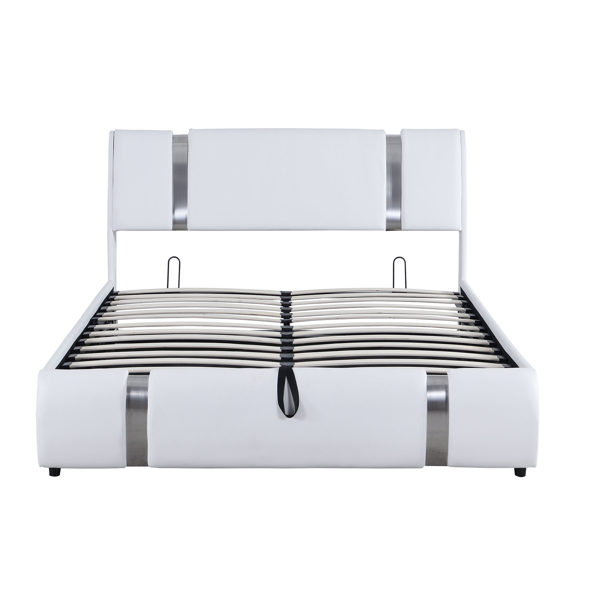 Queen Size Upholstered Faux Leather Platform bed with a Hydraulic Storage System, White - Atlantic Fine Furniture Melbourne FL