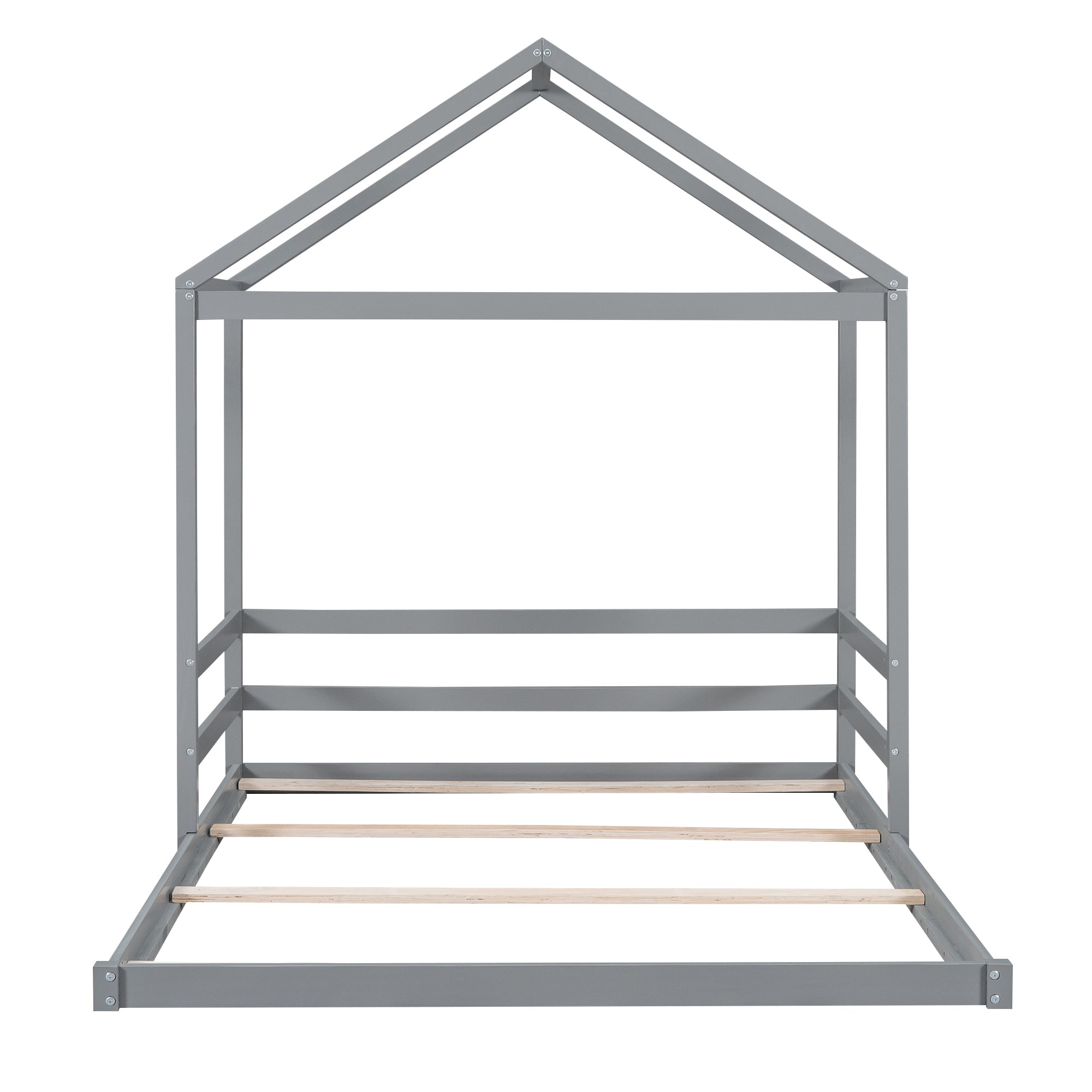 Wood Full Size House Bed with Guardrail, Grey - Atlantic Fine Furniture Melbourne FL