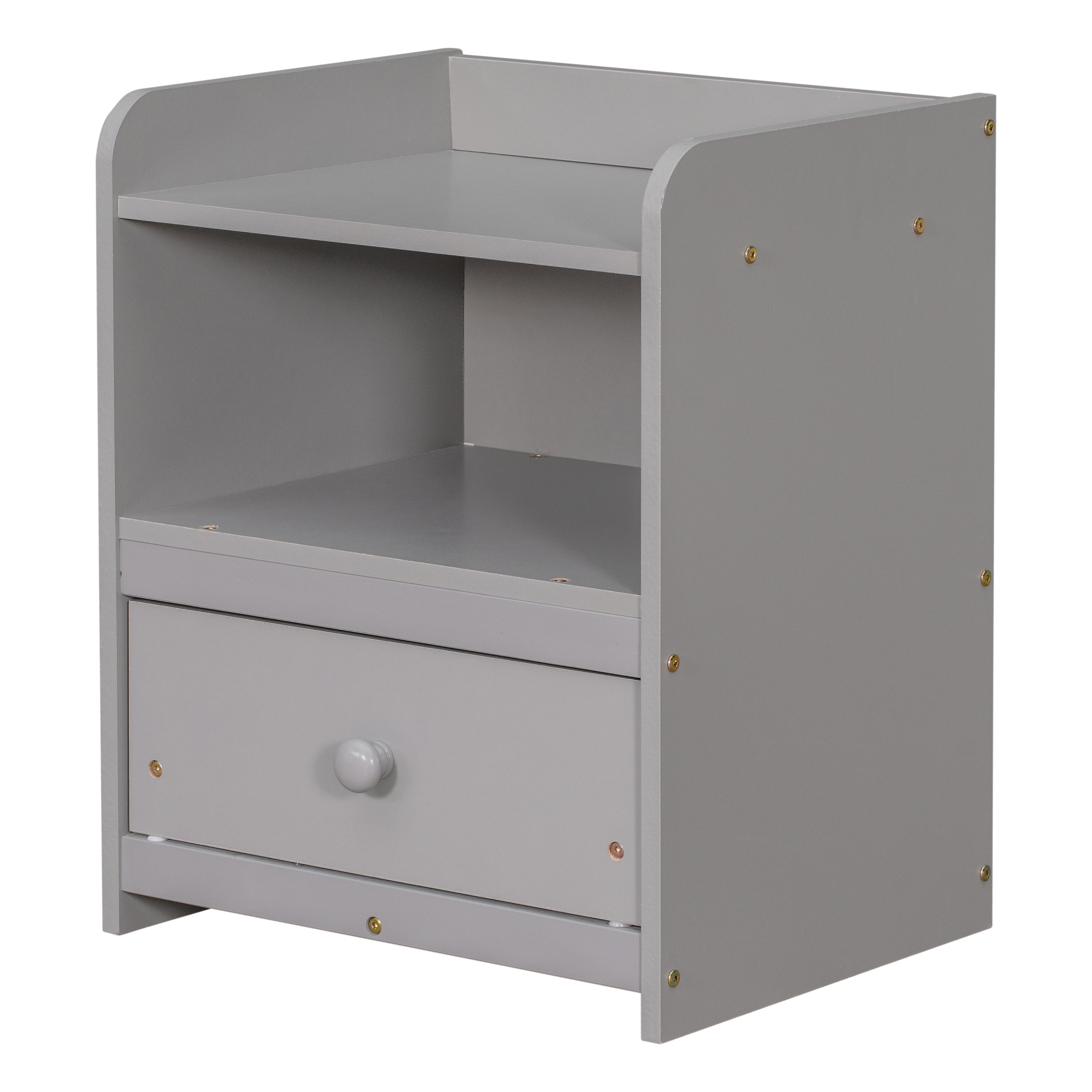 Nightstand, Bedside Table with Open Storage Cabinet, Drawer,Grey