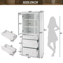 Freestanding Tall Bathroom Cabinet With Adjustable Shelves, Drawers, Soft Close Glass Doors