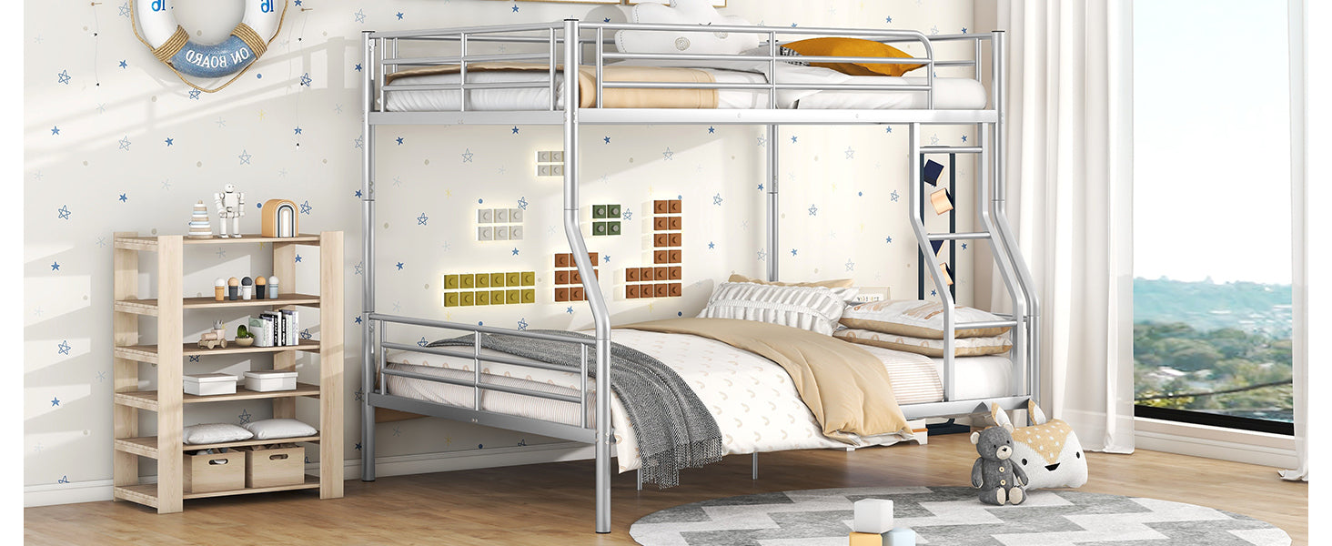 Full XL Over Queen Metal Bunk Bed, Sliver - Atlantic Fine Furniture Melbourne FL