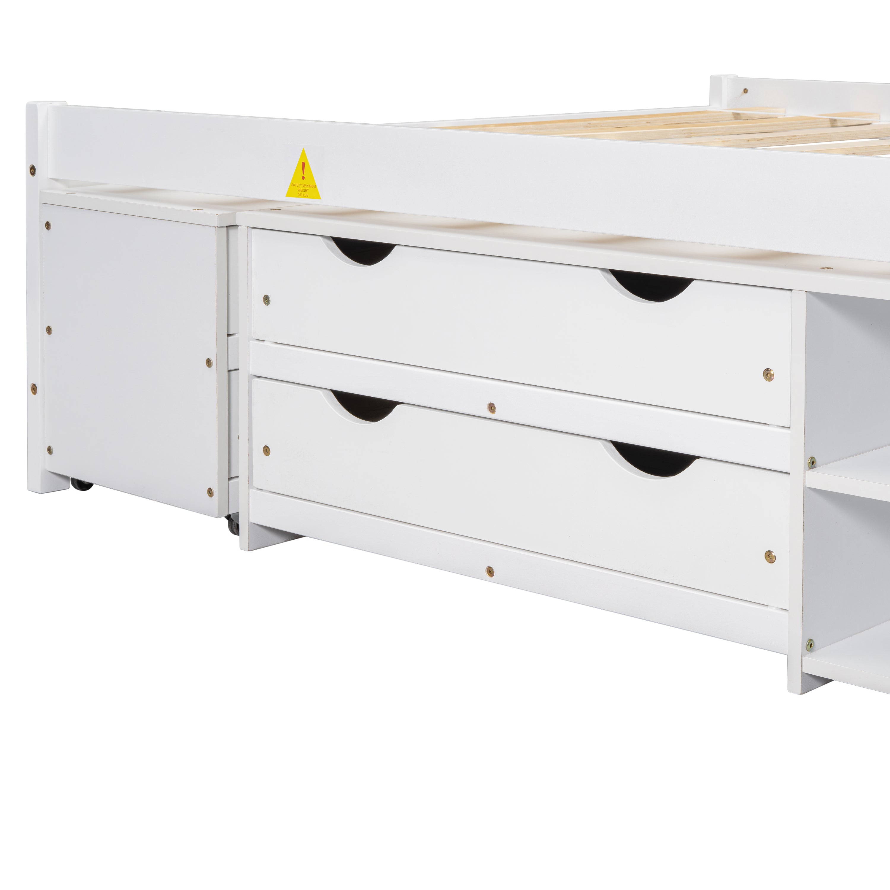 Versatile Full Bed with Trundle,Under bed Storage Box and Nightstand .White