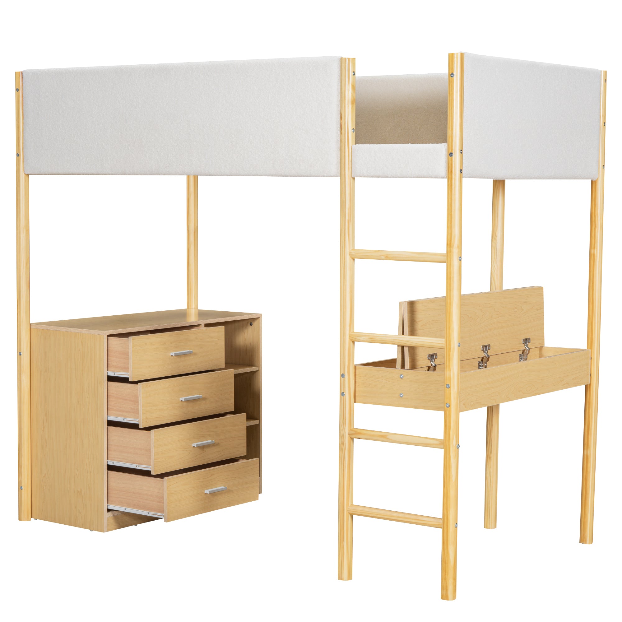 Twin Size Teddy FleeceLoft Bed Wood Bed, Natural - Atlantic Fine Furniture Melbourne FL