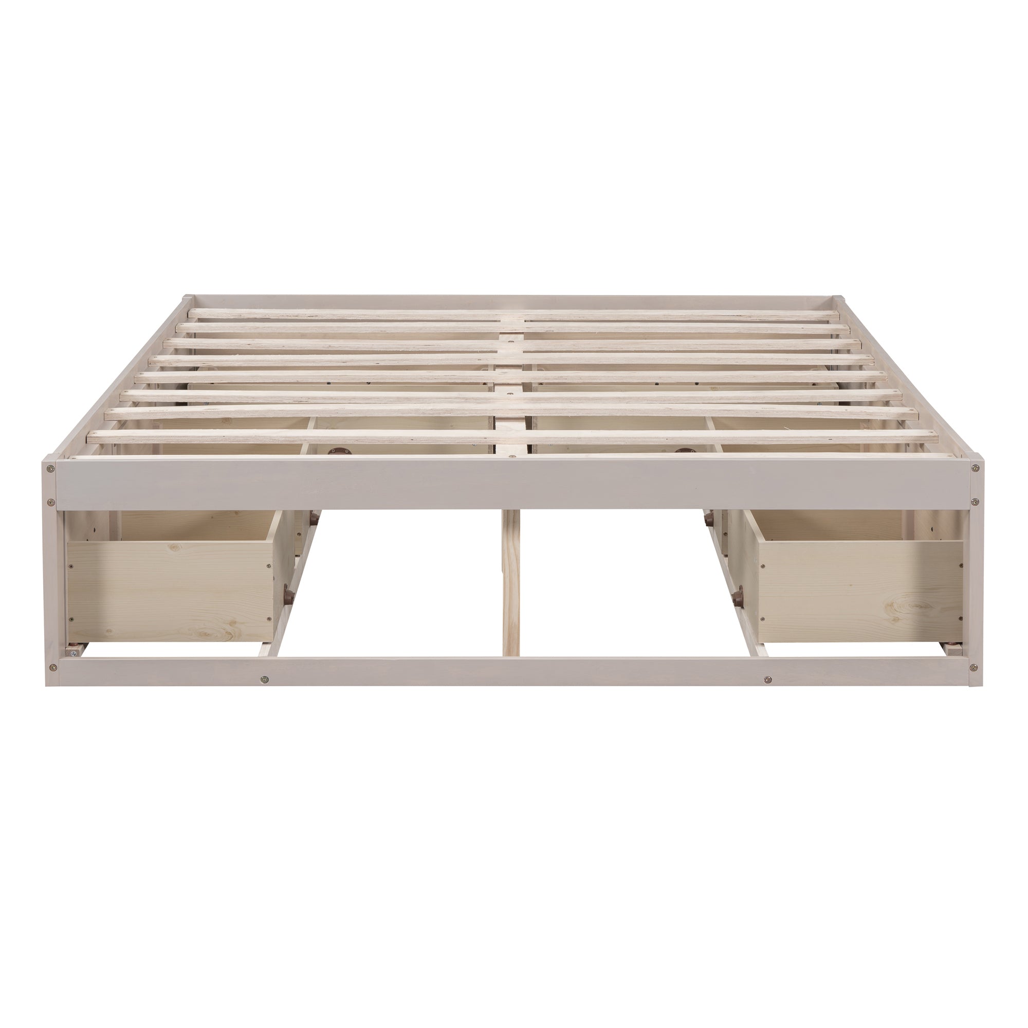 Full Size Platform Bed with 6 Storage Drawers,Antique White - Atlantic Fine Furniture Melbourne FL
