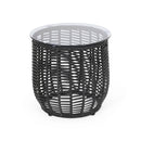 Boho Arias - Side Table With Tempered Glass Top And Rattan Wrap
