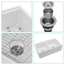 Farmhouse Sink Workstation 33" Ceramic Double Bowl Kitchen Sink With Ledges - White