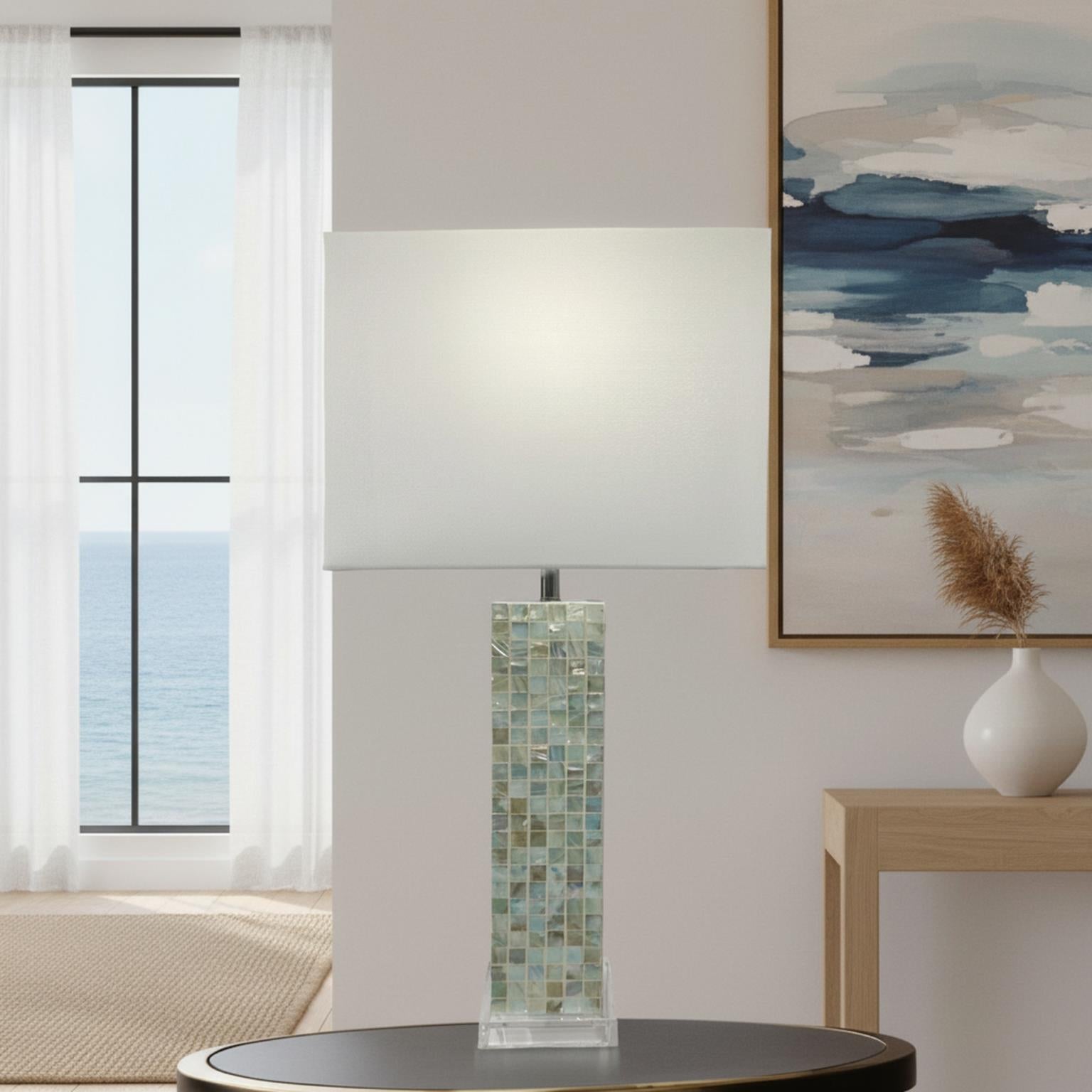 Aqua Mother of Pearl, 29" Table Lamp (2pk). Aqua finish