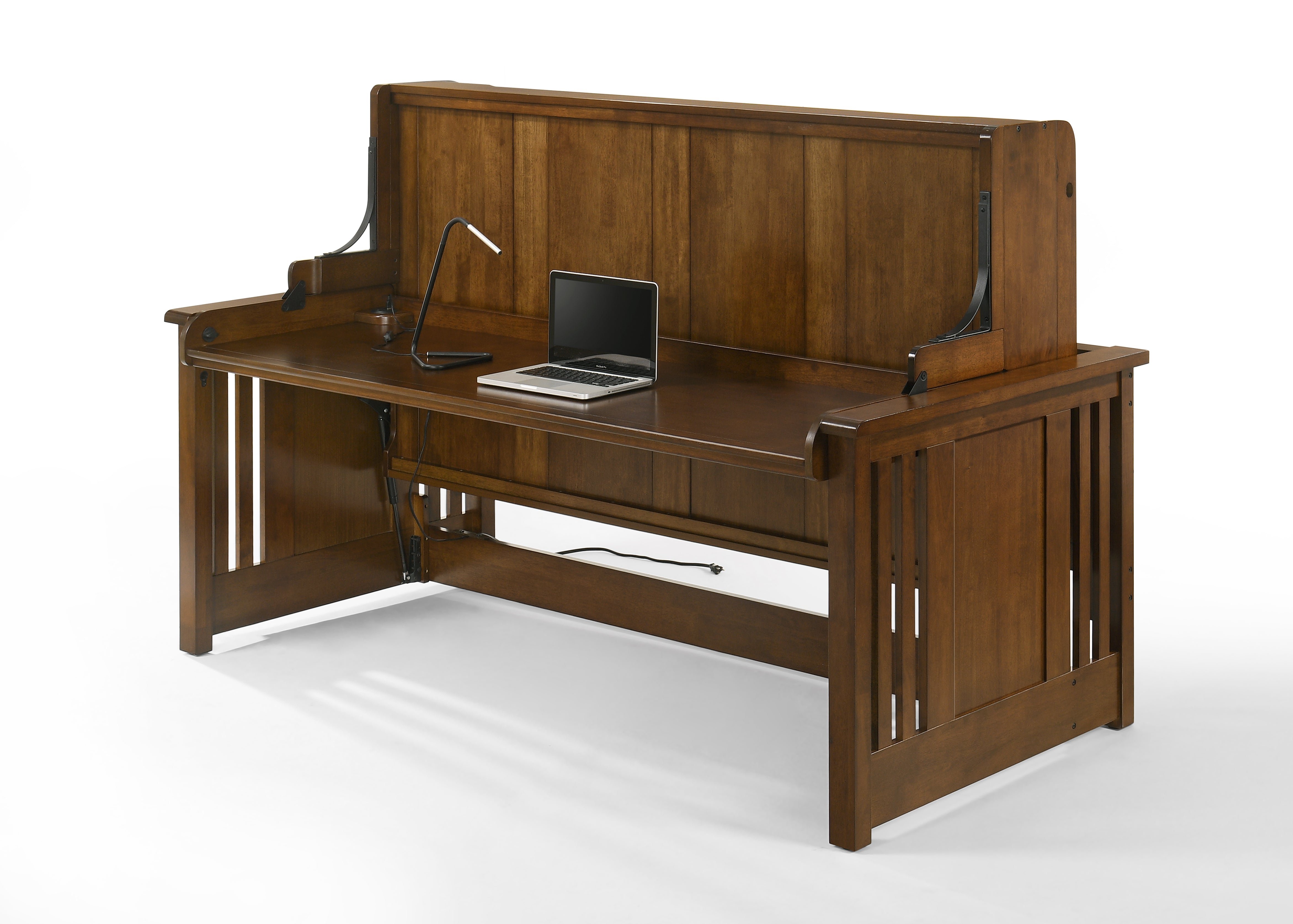 Artisan Hidden Desk Bed in Black Walnut, desk position | Atlantic Fine Furniture, Melbourne FL