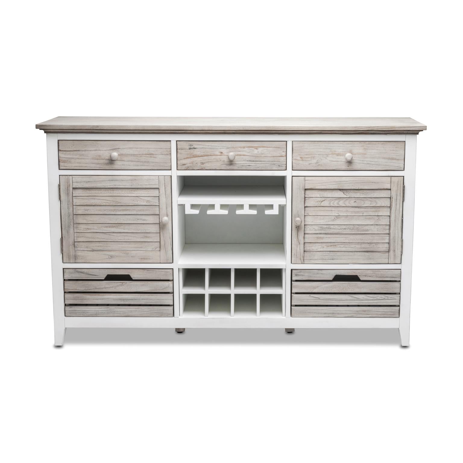 Islamorada Sideboard with Wine Rack. Dapple Grey Finish.