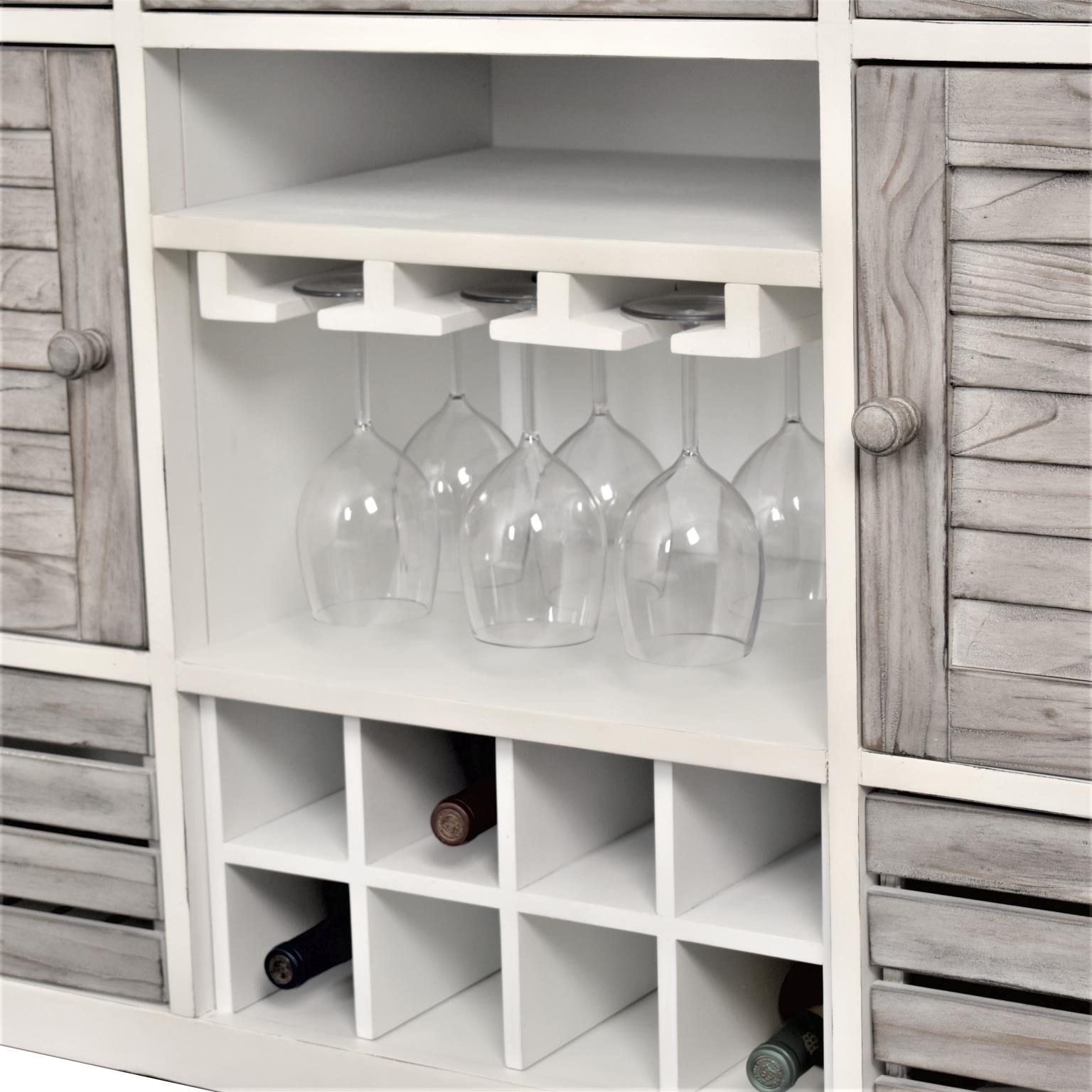 Islamorada Sideboard with Wine Rack. Dapple Grey Finish.