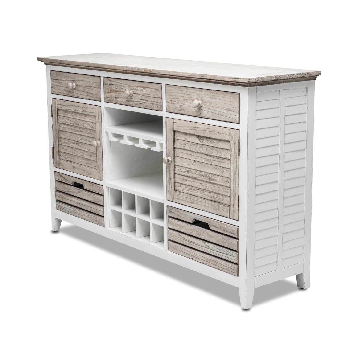 Islamorada Sideboard with Wine Rack. Dapple Grey Finish.