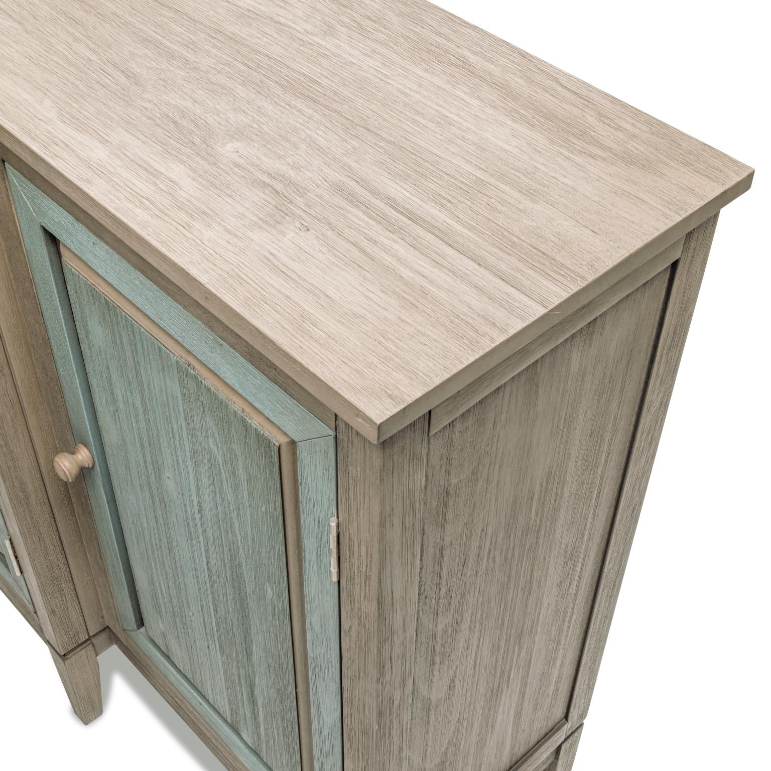 Sanibel 4-Door Credenza. Green/Grey Finish.