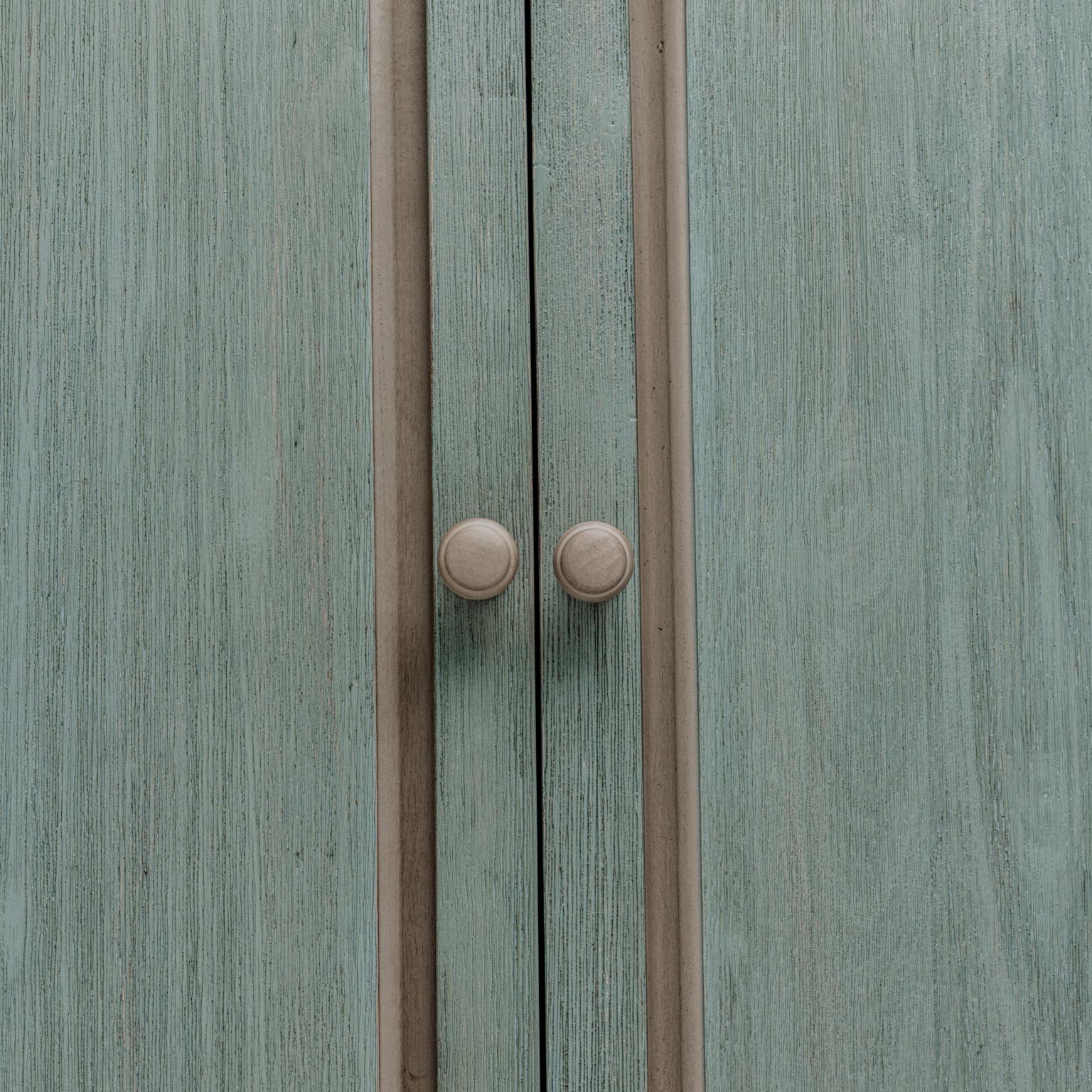 Sanibel 4-Door Credenza. Green/Grey Finish.