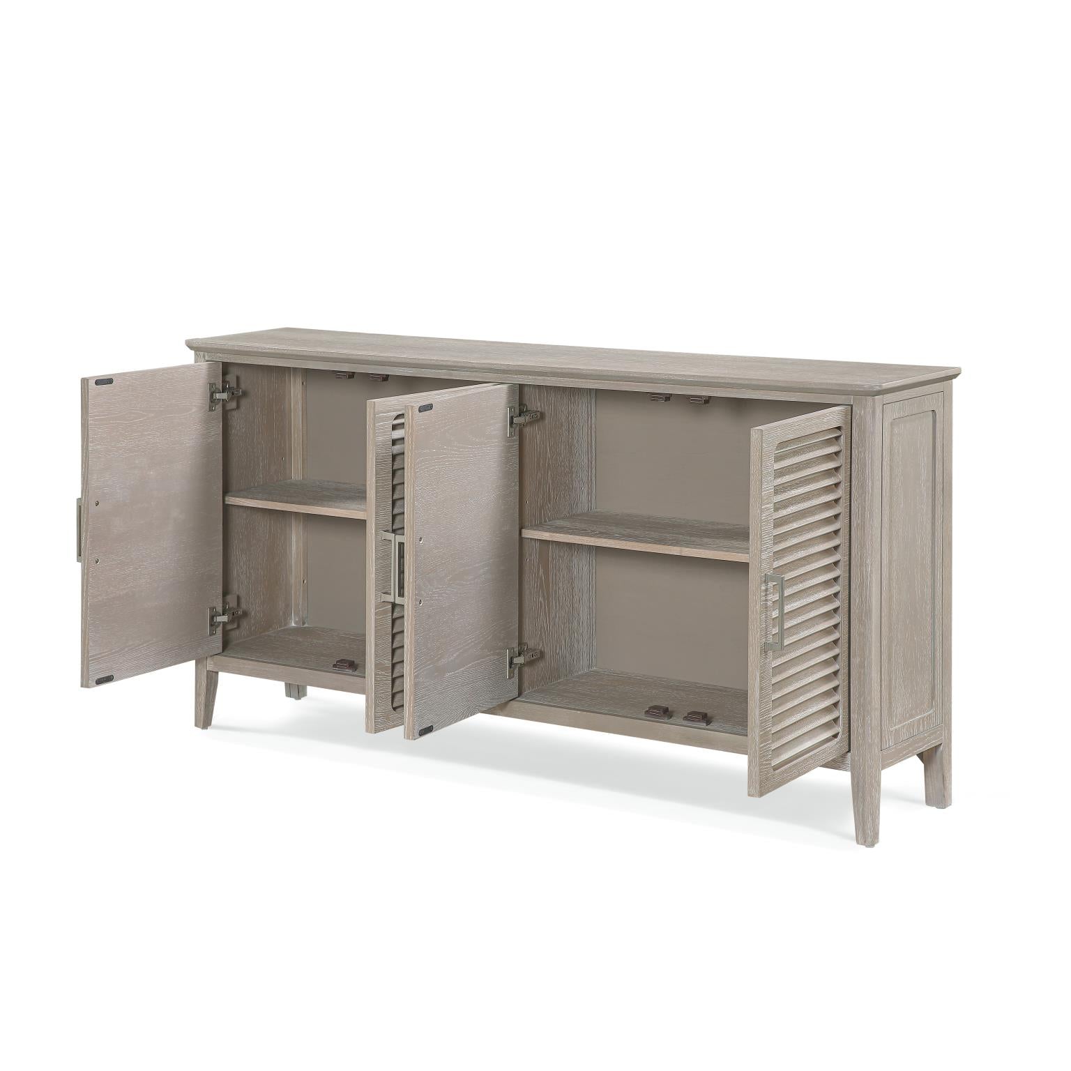 Cape May 4-Door Credenza. Glazed Driftwood Finish