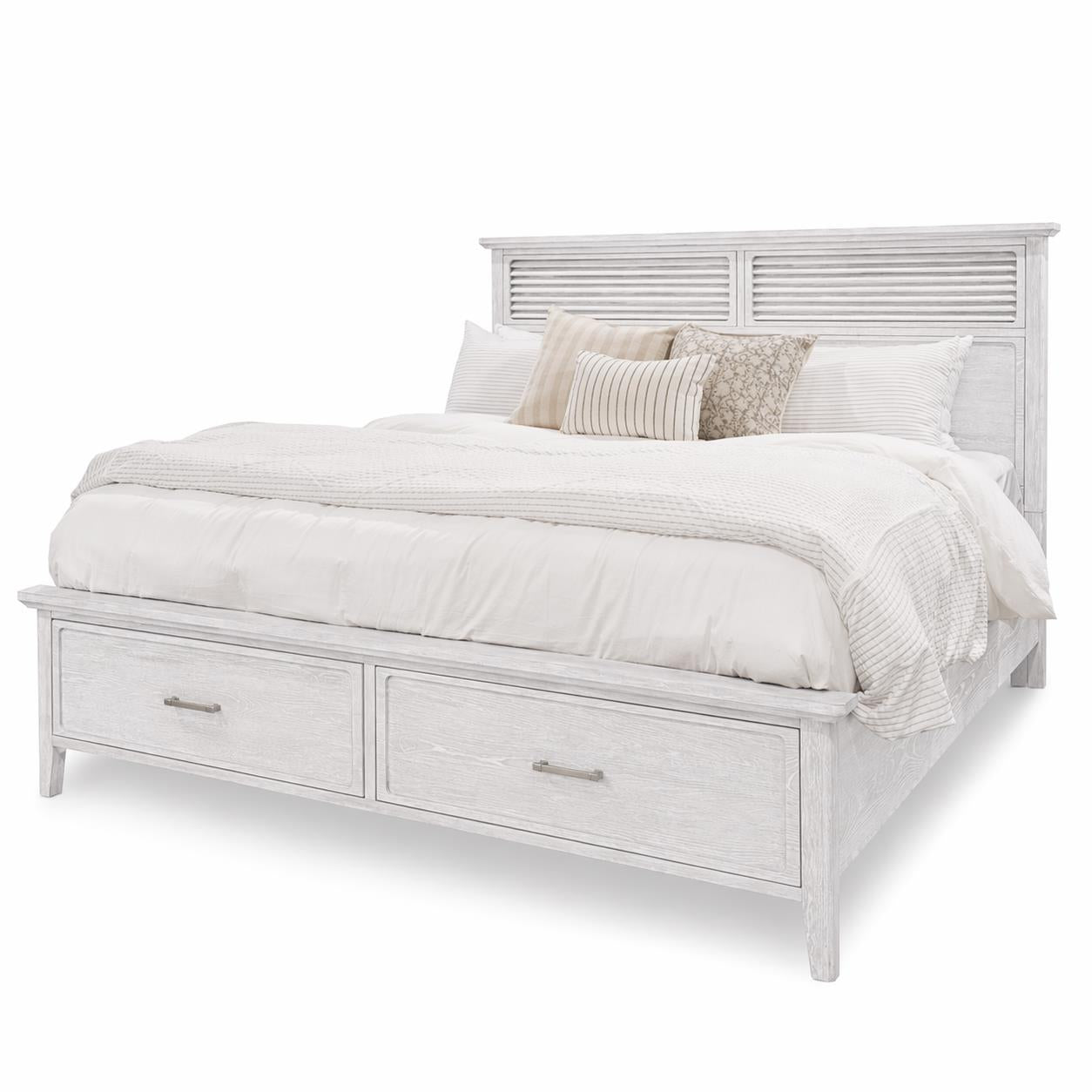 Cape May King Storage Bed Complete. White Finish