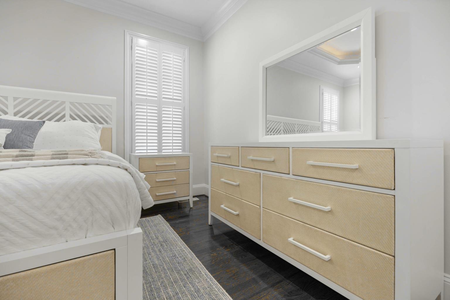 Miramar Mirror. Sand and Stark White Finish