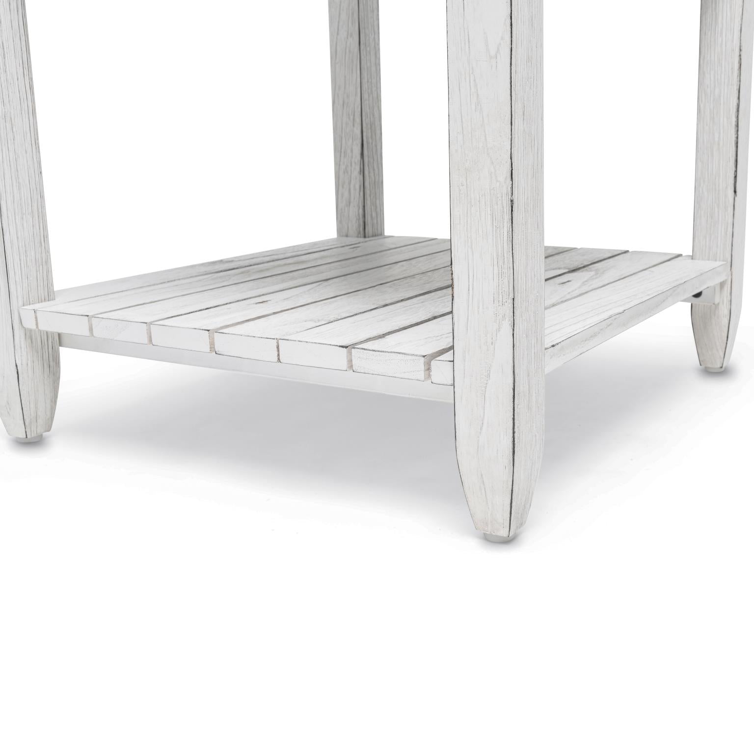 Picket Fence End Table Distressed Bleu/White Finish