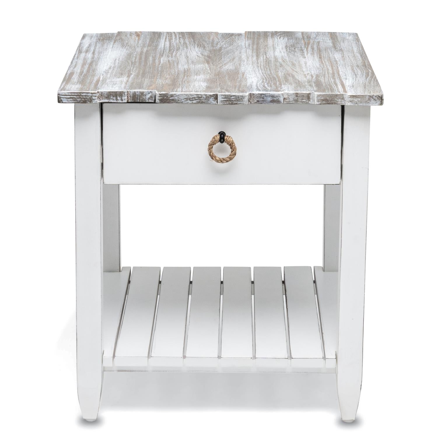 Picket Fence End Table Grey/Blanc Finish