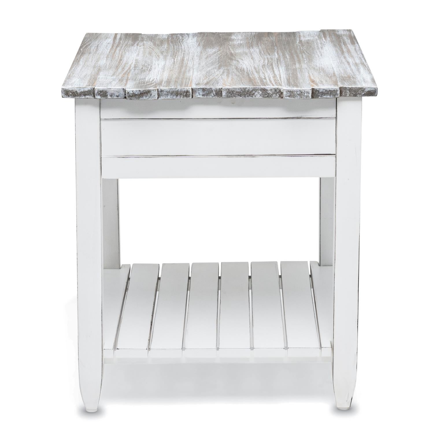 Picket Fence End Table Grey/Blanc Finish