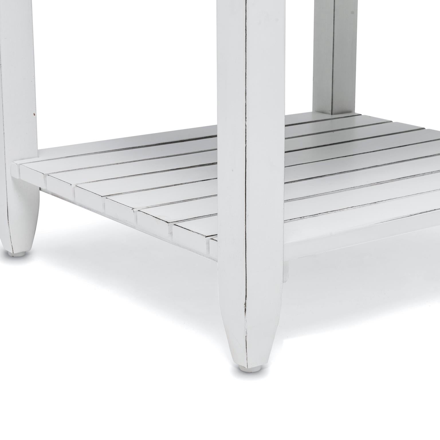 Picket Fence End Table Grey/Blanc Finish