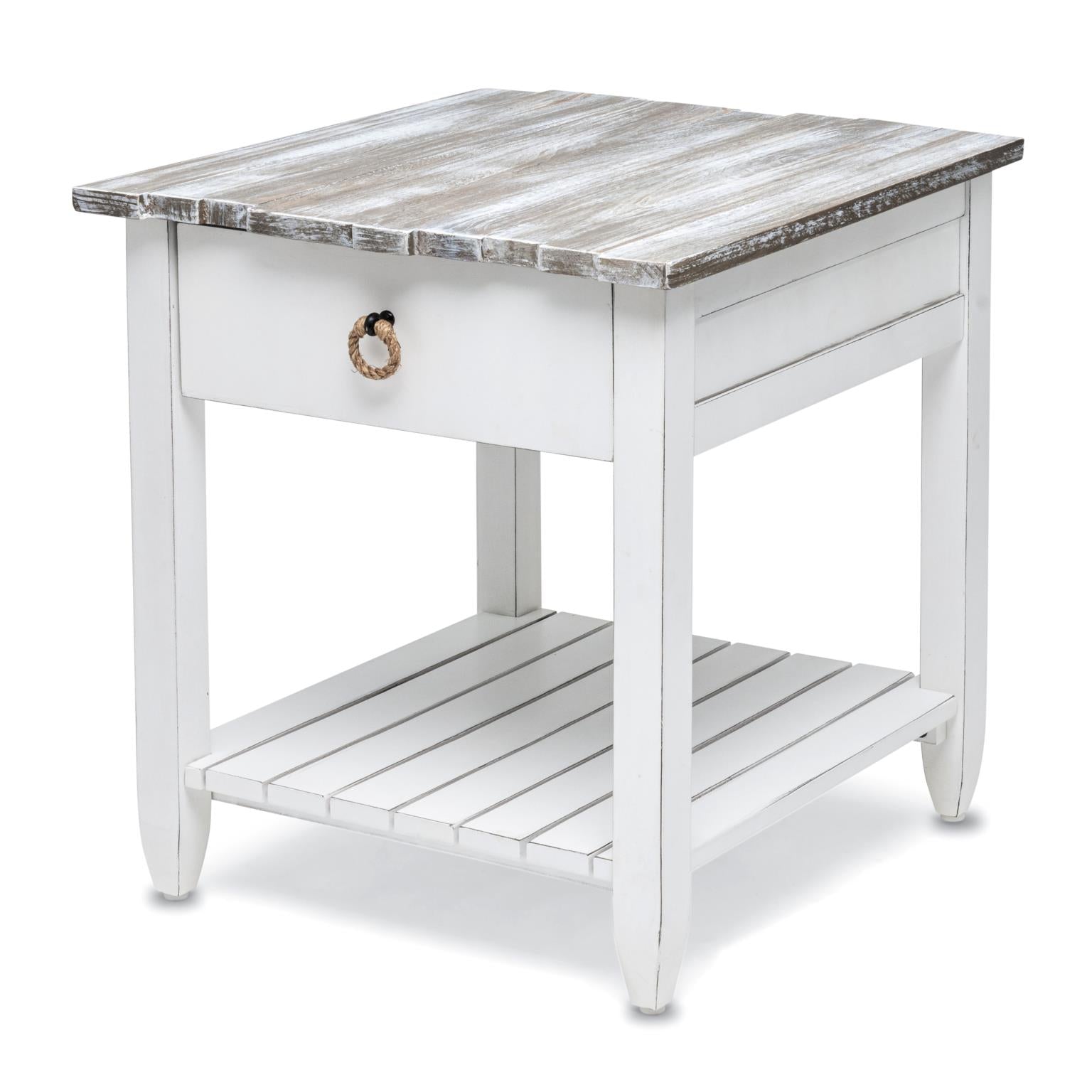 Picket Fence End Table Grey/Blanc Finish