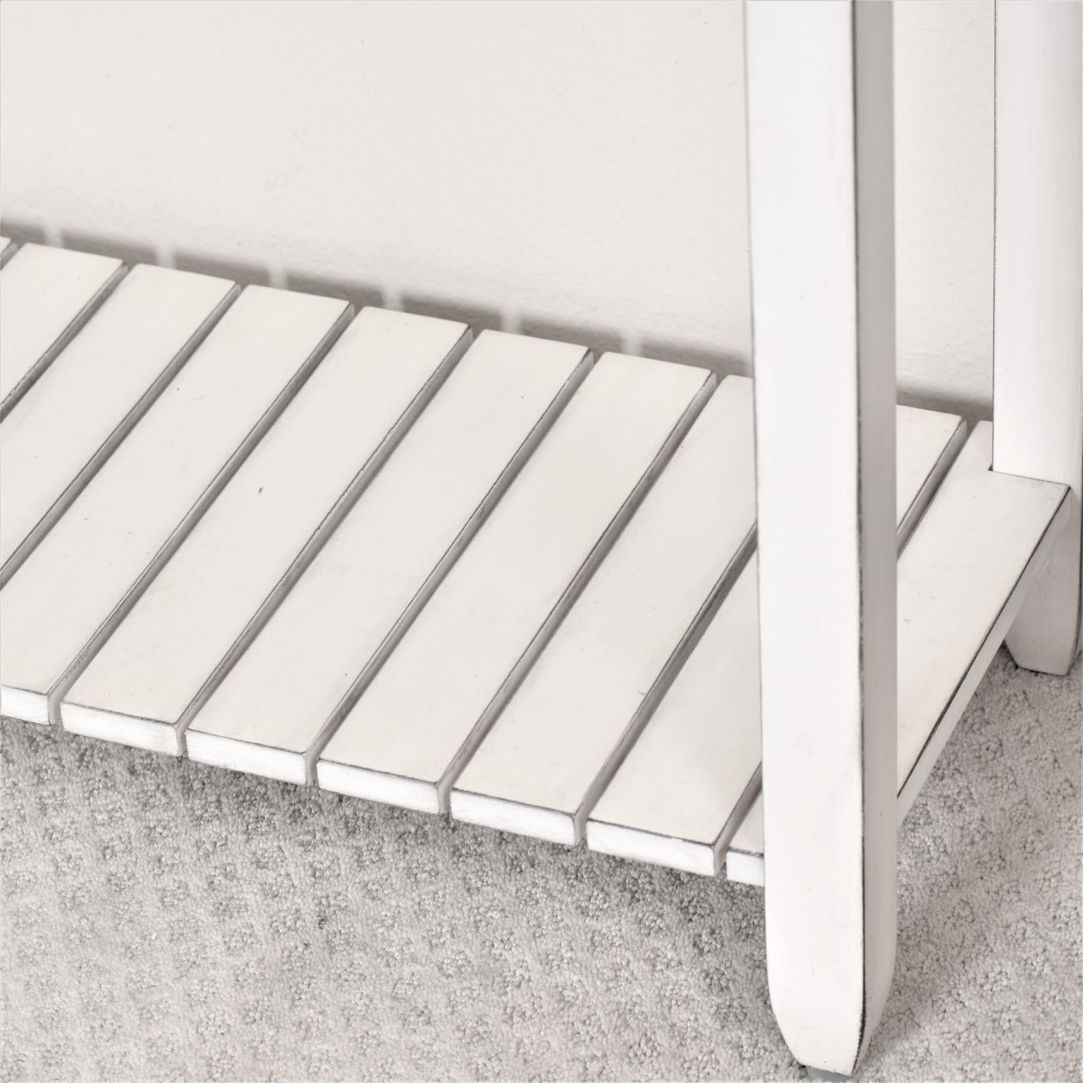 Picket Fence Console Table Distressed Bleu/White Finish