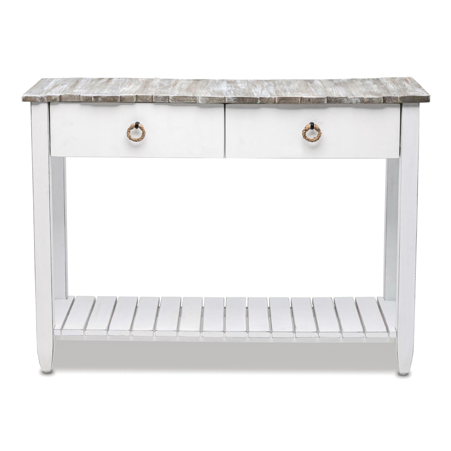 Picket Fence Console Table Grey/Blanc Finish