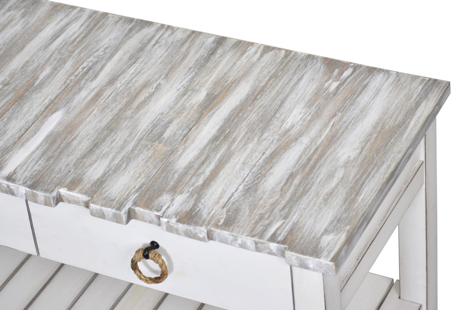 Picket Fence Entertainment Center. Grey/Blanc Finish