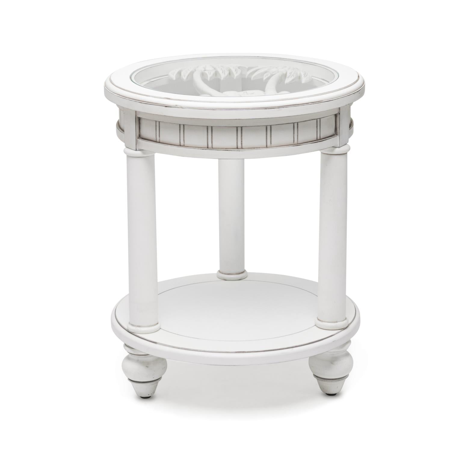 Monaco Round End Table Blanc Finish