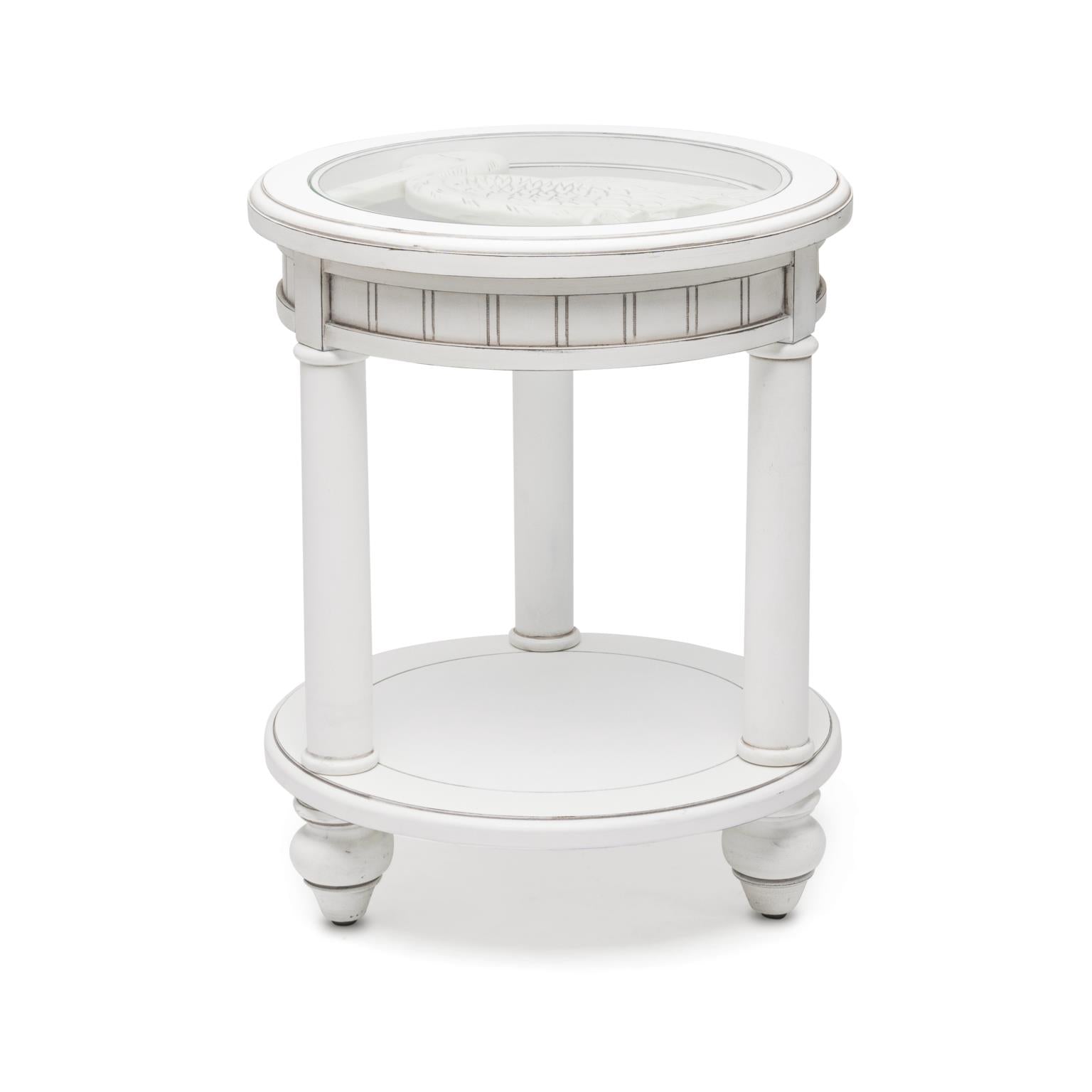 Monaco Round End Table Blanc Finish