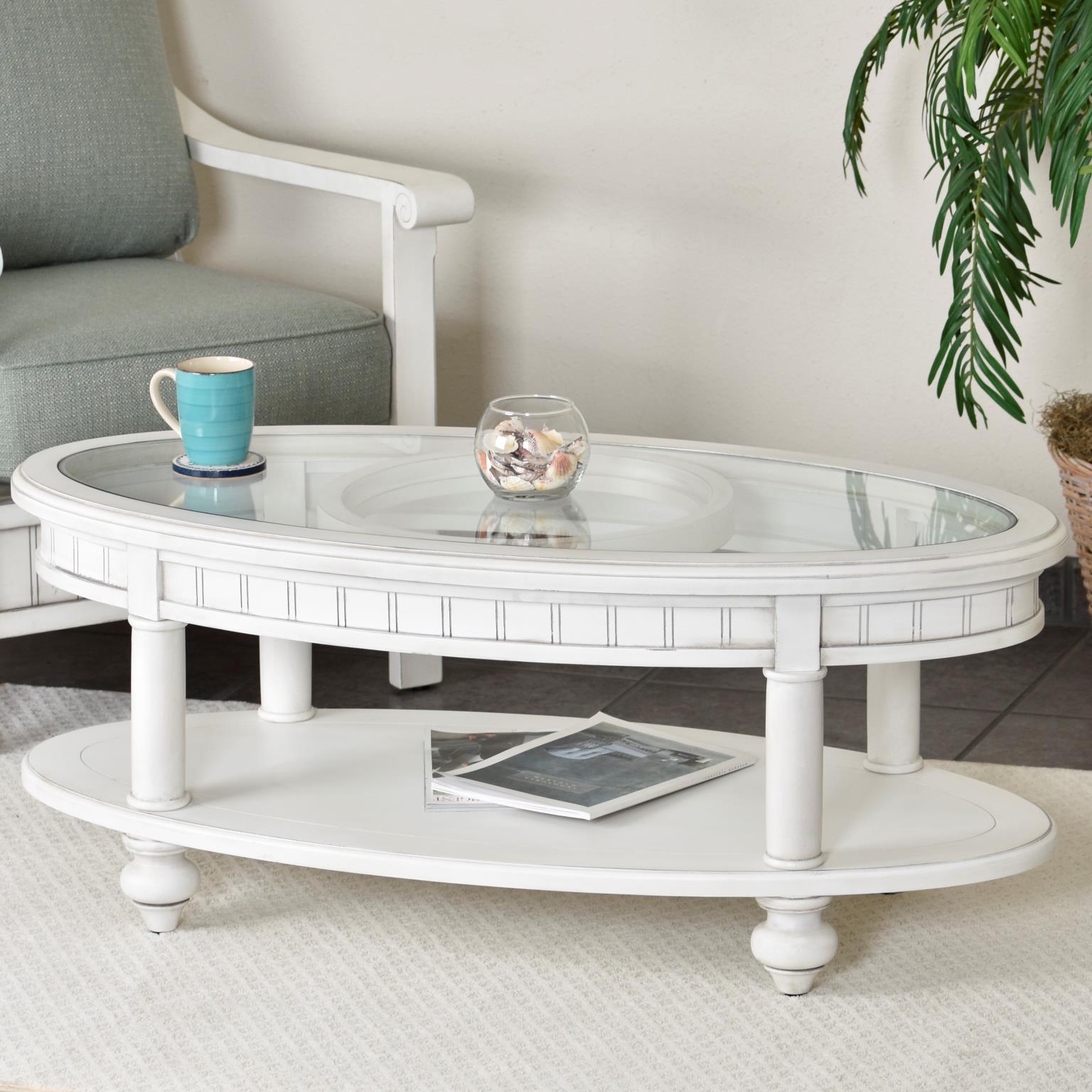 Monaco Oval Coffee Table Blanc Finish