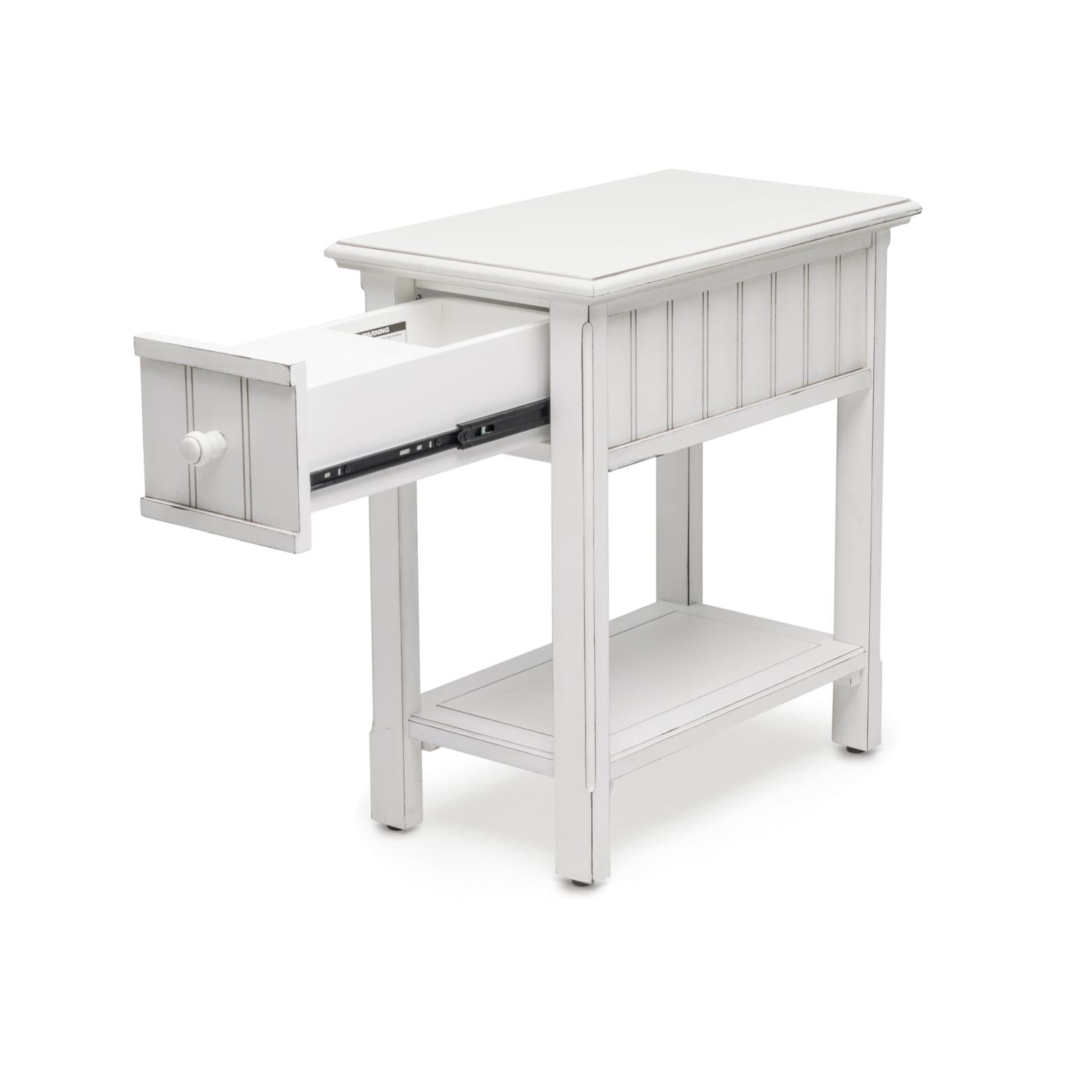 Monaco Chairside Table Blanc Finish