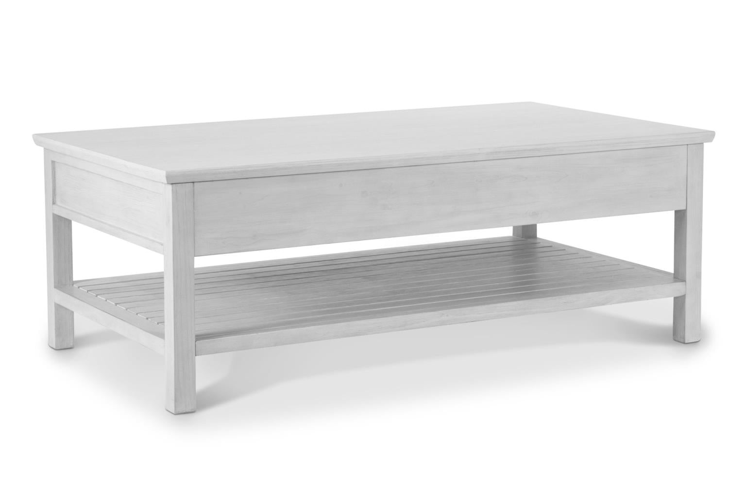 Geneva 2-Drawer Cocktail Table w/ Castors. Distressed White finish