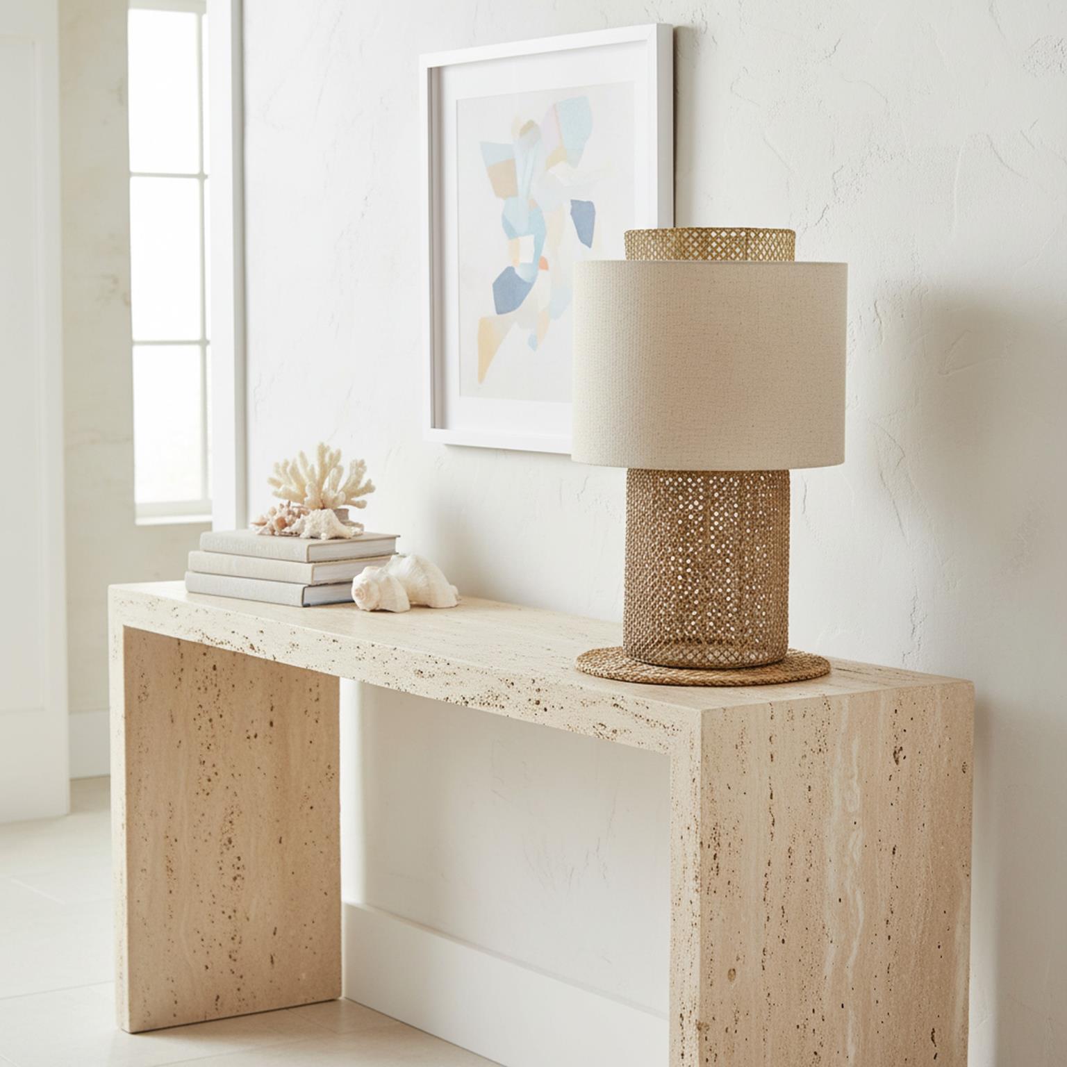 Bali, 25" Table Lamp (1pk). Natural Rattan finish