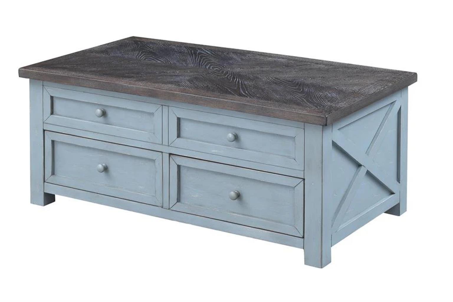 Bar Harbor Coffee Table (Lift-Top) (Aqua Blue)